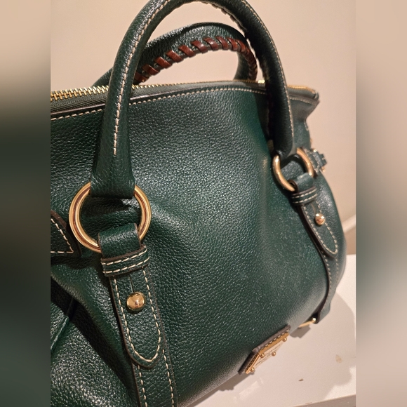 Dooney & Bourke Army Green Pebble Leather Satchel - Picture 3 of 11